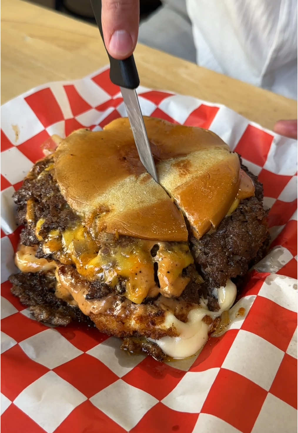 Just a light lunch… the AGGRESSIVE DOUBLE SMASH from @BunsNShakesNJ in New Brunswick, NJ! 🔥🔥 #DEVOURPOWER #fyp #foryou #foodtiktok #foodies #foodblog #bunsnshakes #newbrunswicknj #burger #smashburger #cooking #Recipe #cheeseburger 