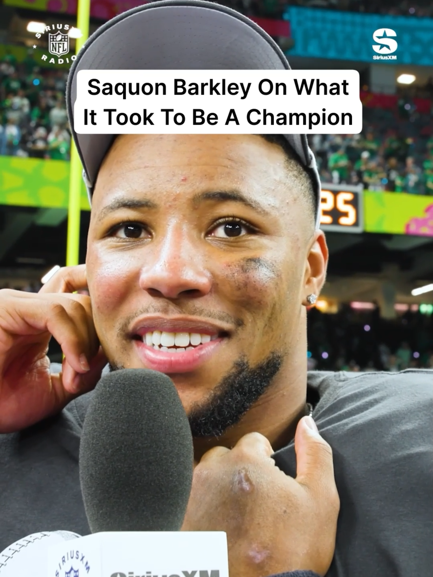 Eagles RB Saquon Barkley is thrilled to finally be a champion! He is fully aware of his and his team's collective effort to beat the Chiefs — listen to more of our coverage at the link in the comments! #nfl #football #saquonbarkley #eagles #chiefs