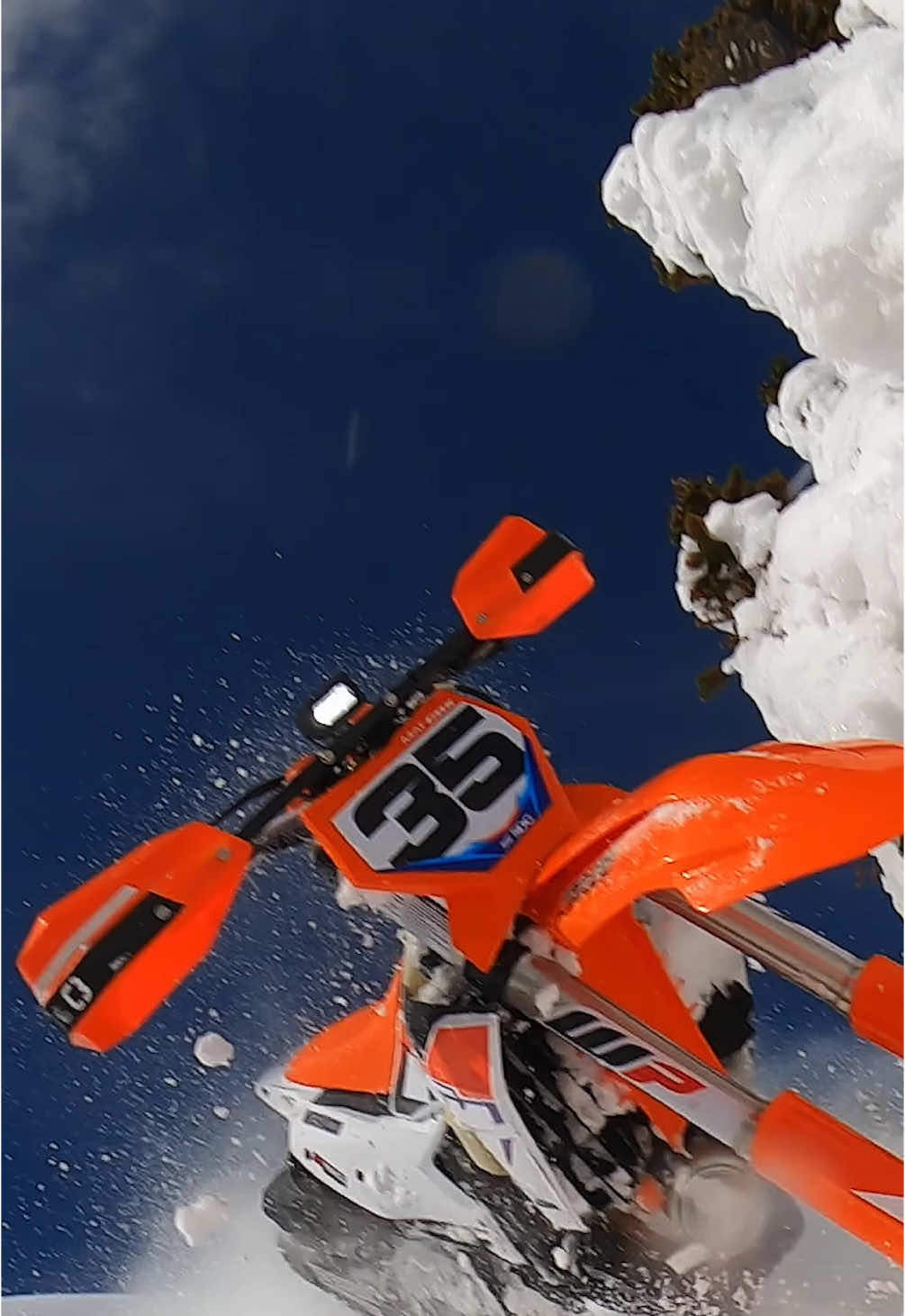 You may not stick every landing, but your #GoPro sure will 📷 Isn't that right, @Mat Cox? #gopro #goprosnow #goprobike #snowbike #crash #fail #powder 