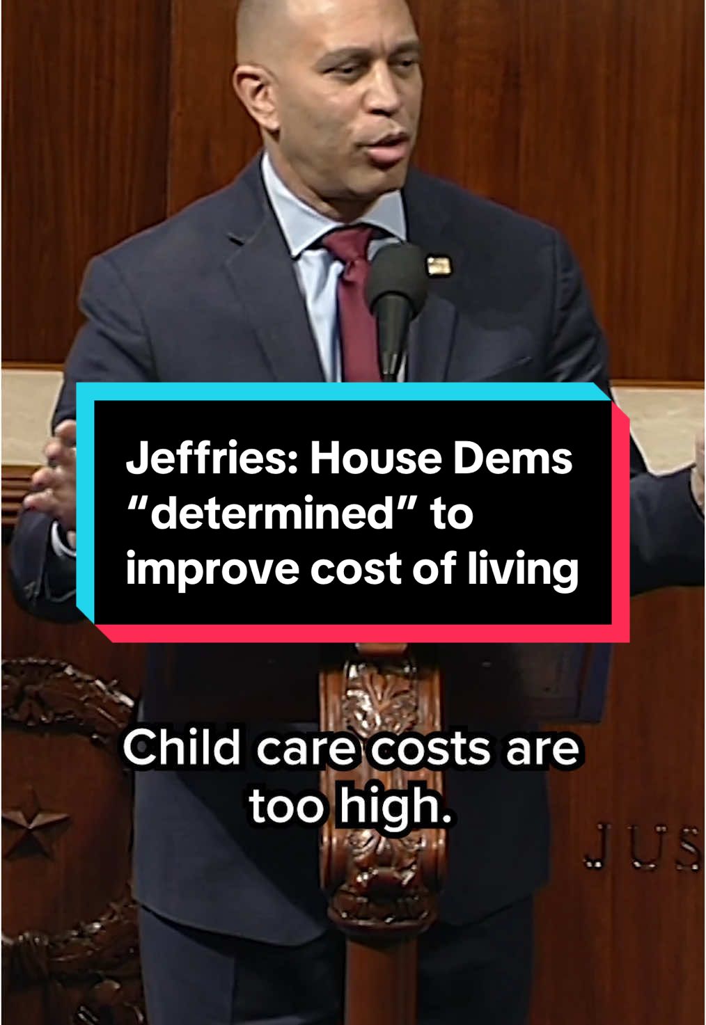 House Minority Leader Hakeem Jeffries tells Americans that Democrats are committed to lowering the cost of living. 