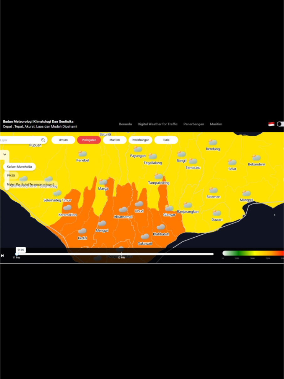UPDATE Peringatan Dini Cuaca Wilayah Bali tgl 11 Februari 2025 pkl. 05:50 WITA berpotensi terjadi hujan dengan intensitas sedang hingga lebat yang dapat disertai kilat/petir dan angin kencang pada pkl 06:00 WITA. Kondisi ini diperkirakan masih dapat berlangsung hingga pkl 09:00 WITA Prakirawan BMKG - Bali.  #cuacaburuk #kabarbali #bali #bencanaalam 