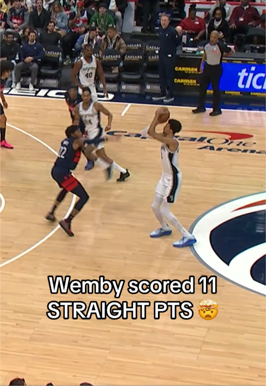 WEMBY CAN’T MISS. 😱😱 #wemby #victorwembanyama #spurs #wizards #NBA #basketball 