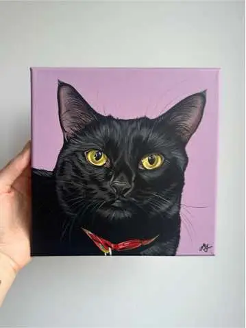 Wednesday is a tiny panther princess 👑 Thank you Ava! 💜 #blackcats #catlove #customart #voidcat #blackcatsaregoodluck 