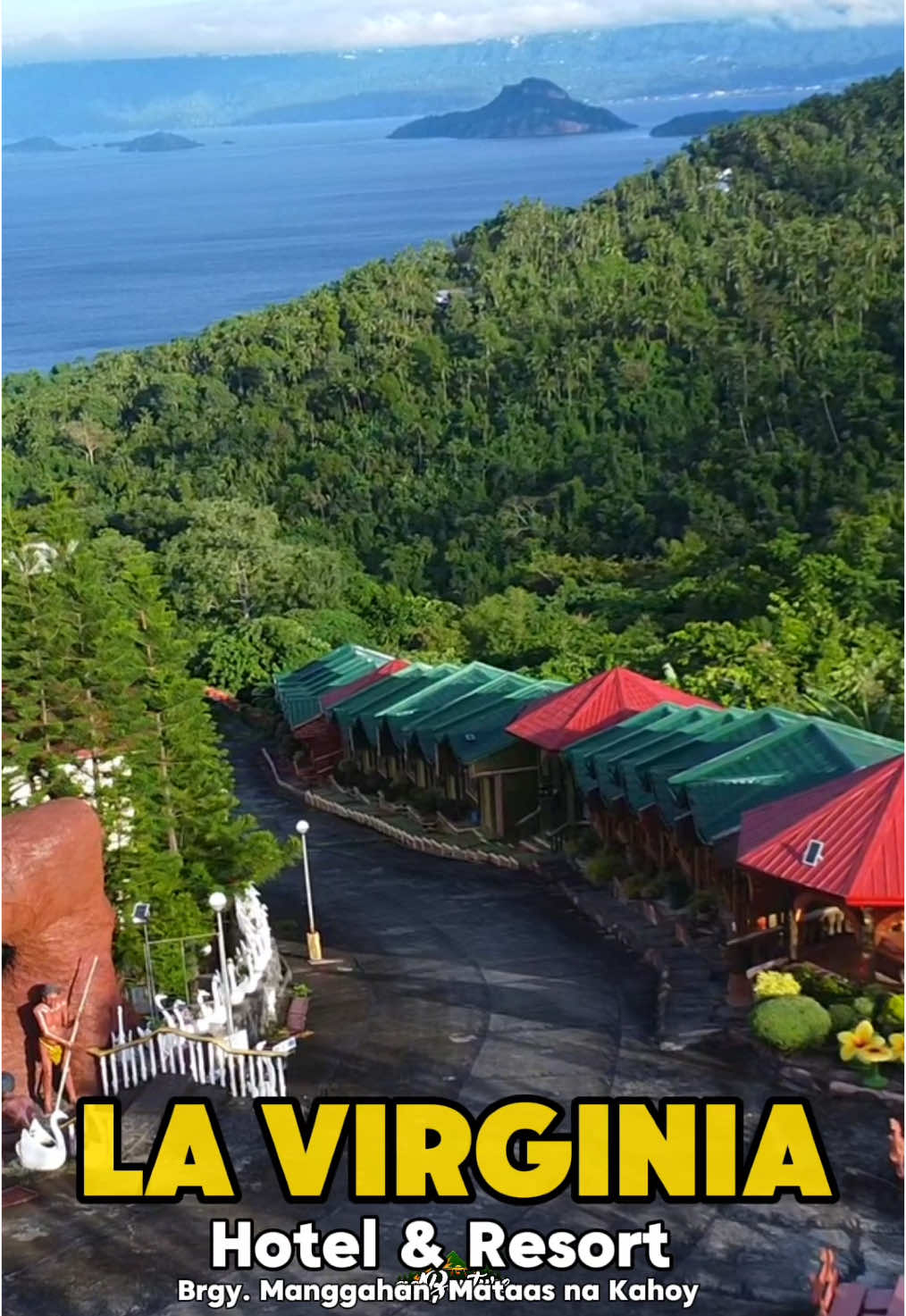 Napakagandang resort sa Batangas na may overlooking ng Taal Lake.🍃🌋  La Virginia Hotel & Resort Located at Brgy. Manggahan, Mataas na Kahoy, Batangas #Lavirginiahotelandresort #lavirginia #resort #mataasnakahoy #batangas #taal #dji #adBenture