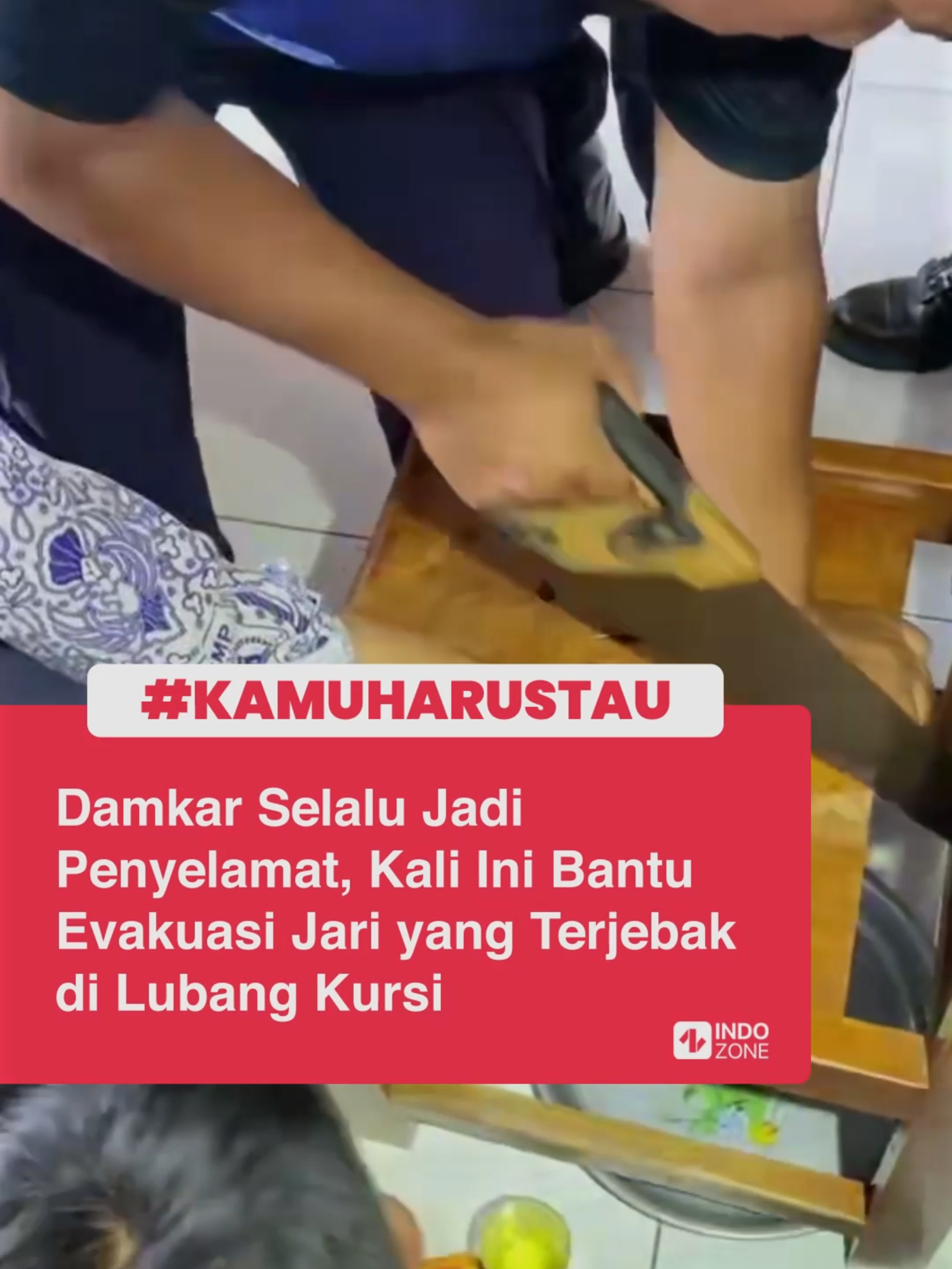 Selalu ada saja hal unik terjadi, hingga tak jarang petugas Pemadam Kebakaran (Damkar) sampai turun tangan sebagai solusi terakhir. Seperti dalam kejadian belum lama ini. Damkar Pacitan dalam sebuah klip yang diunggah di media sosial membagikan momen saat mengevakuasi jari seorang pelajar yang terjebak di dalam lubang kursi. Insiden bermula dari keisengan si pelajar hingga berakhir pada jari yang terperangkap.  Duh, lebih berhati-hati lagi ya dalam bertindak, jangan sampai membahayakan diri sendiri! Video: TikTok/damkar_pacitan [Baca berita dan informasi menarik lainnya hanya di www.indozone.id]