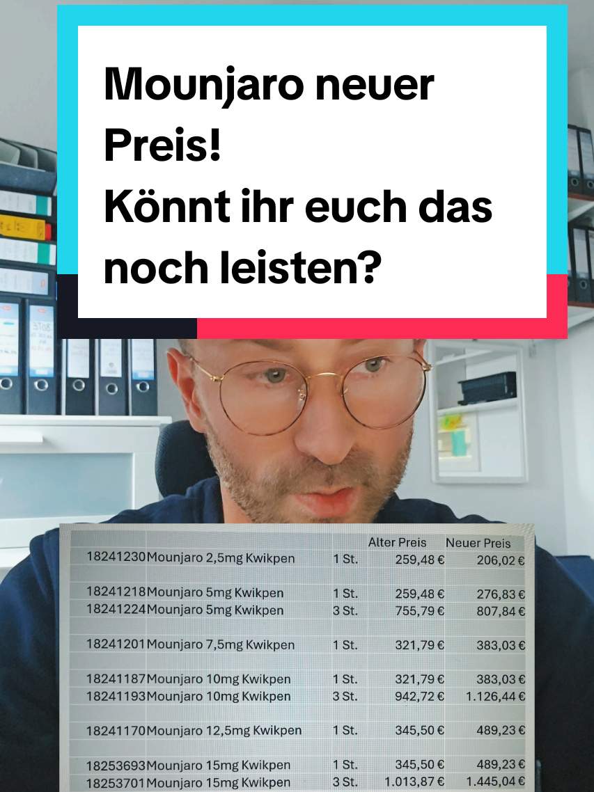 Neue Preise Bei Mounjaro. Könnt ihr euch das noch leisten? #preis #kosten  #preiserhöhung #fyp  #gesundheit #gesundheitistalles #darmgesundheit #mentalegesundheit #gesundheitsmanagement #gesundheitswesen #pferdegesundheit #psychischegesundheit #ganzheitlichegesundheit #gesundheitsundkrankenpflegerin #gesundheitgehtvor #frauengesundheit #tiergesundheit #hundegesundheit #zahngesundheit #gesundheitsförderung #gesundheitsfakten #gesundheitstipps #seelischegesundheit #betrieblichesgesundheitsmanagement #gesundheitscoach #hautgesundheit #gesundheitsberatung #gesundheitsundkrankenpflege #gesundheitszentrum #gesundheitistdaswichtigste #betrieblichegesundheitsförderung #dakgesundheit #gesundheitstag #gesundheitstipp #mounjarogermany #mounjarogermany #mounjaroweightloss #mounjarojourney #mounjaroweightloss #insulinresistenz #abnehmen2024 #tirzepatide #krebs #schildrüsenkrebs #wegovy #semaglutid #nebenwirkungen # nebenwirkung #tumor #saxenda #liraglutid #ratten #mensch #ema # fda #glp1 #gip #abnehmen #wechselwirkung #übergewicht #abnehmen2024 #abnehmen2025 #jojo #ernährung # foodnoise