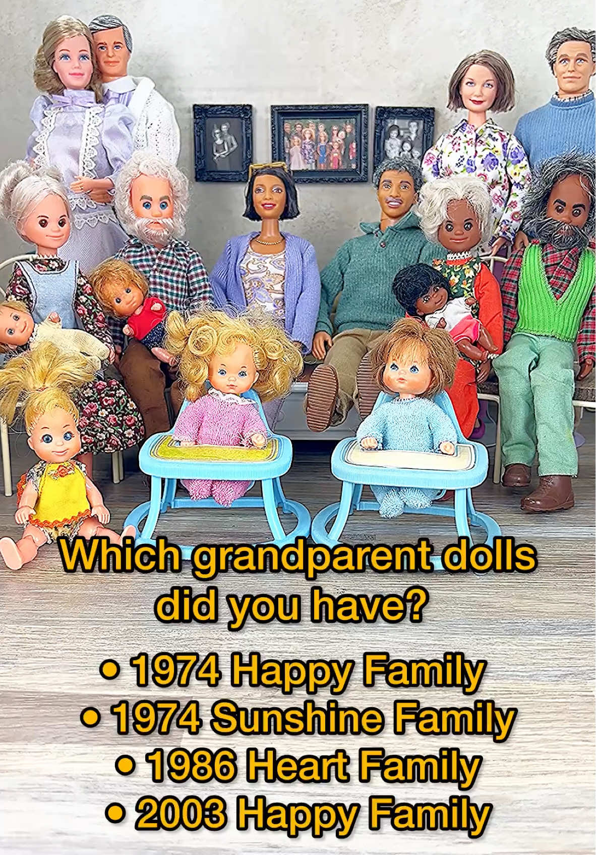 Blast from the past: Recognize any of these @mattel Grandparents? 👀  • 1974 Happy Family Grandparents  • 1974 Sunshine Family Grandparents • 1986 Heart Family Grandparents • 2003 Happy Family Grandparents Share your doll memories! 👇 #vintagemattel #barbiecollection #vintagedoll #nostalgiacore #grandmagetsreal 