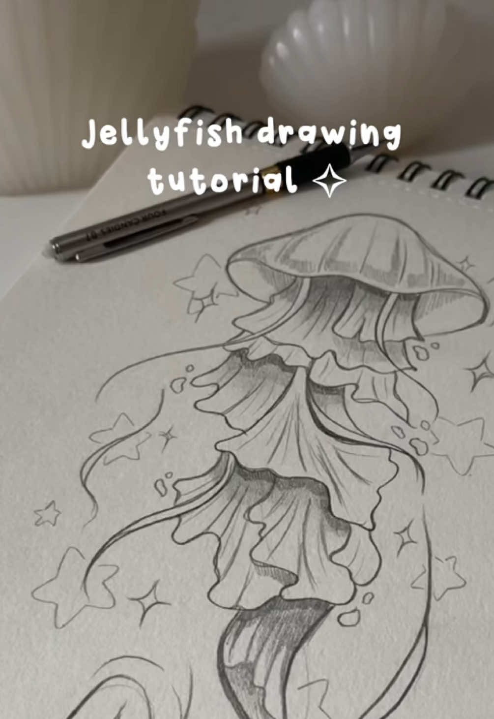 Jellyfish drawing tutorial 🪼🌀#drawing #sketch #drawingideas #tutorial #drawingtutorial #howtodraw #tipsfordrawing #jellyfishdrawing #seaanimals 