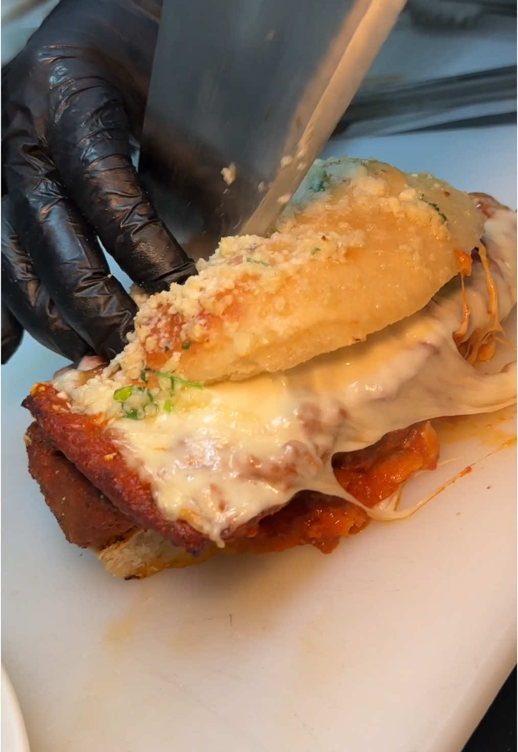 DOUBLE CHICKEN CUTLET BOLOGNESE GARLIC KNOT SANDWICH from @knapp_st_pizza in Sheepshead Bay, Brooklyn NYC! 🍕🔥🤤 This place rules. Have you been? #DEVOURPOWER #fyp #foryou #foodtiktok #foodies #foodblog #garlicknot #giantgarlicknot #garlicknots #bolognese #sheepsheadbay #brooklyn #newyorkcity #nyc #italian #italianfood #cooking #italiancooking 