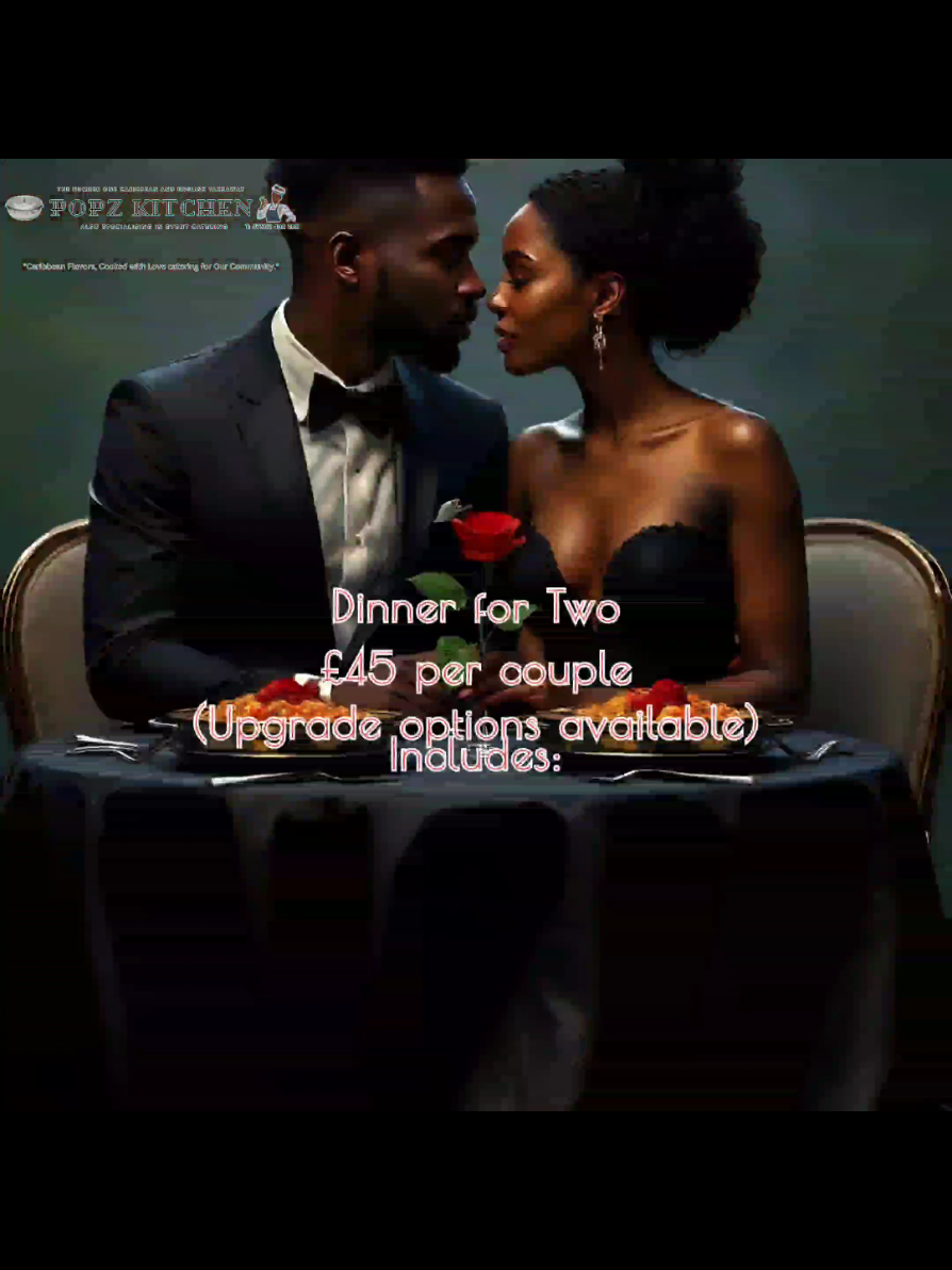 ❤️ Popz Valentine’s Day – Dinner for Two ❤️ £45 per couple (Upgrade options available) Includes: ✅ Starter: Pepper Prawns & Heart-Shaped Saltfish Fritters ✅ Mains (Choose 2): *Brown Stew Chicken *Curry Goat *Oxtail (+£3 Upgrade) *Escovitch Fish *Ackee & Saltfish *Callaloo & Okra (Vegan) ✅ Sides: *Rice & Peas or White Rice *Fried Plantain *Mac & Cheese (+£4 Add-on) ✅ Dessert: Apple Crumble ✨ Limited availability – Pre-order now!  ✨07502 408288 ❤️ #ValentinesDay #dinnerfortwo #cookedwithlove #Birminghambased #caribbeanfood #halal 