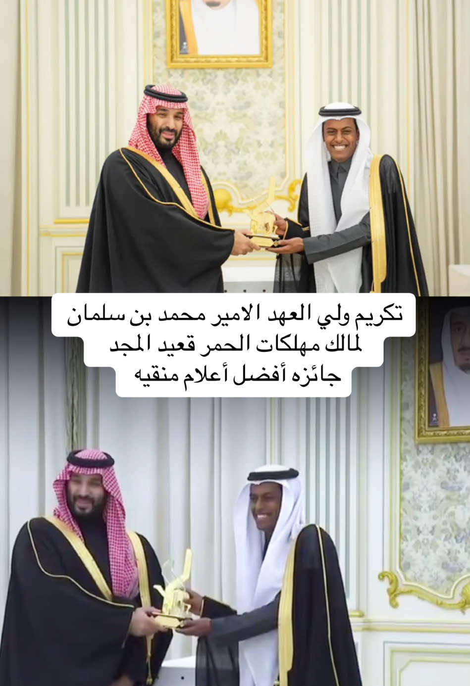 تكريم ولي العهد الامير محمد بن سلمان لمالك مهلكات الحمر قعيد المجد جائزه أفضل أعلام منقيه #قعيد #قعيدالمجد #قعيدالمجد🇸🇦