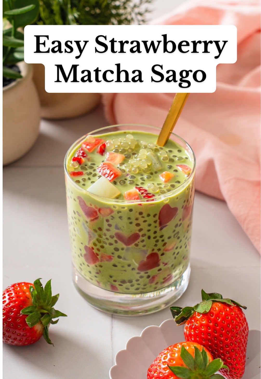 Let’s make Strawberry Matcha Sago! 🍓💚 Detailed recipe is now live on my recipe blog #sago #EasyRecipe #ValentinesDay #desserts #asmrsounds 