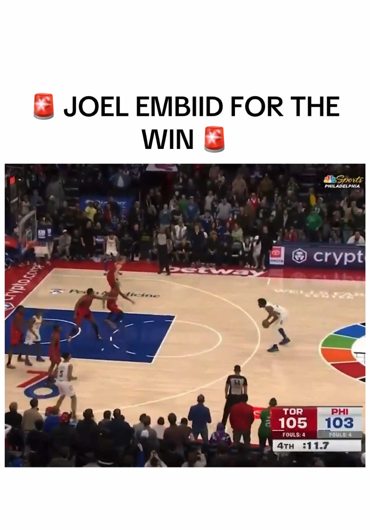 JOEL EMBIID WIDE OPEN 3 TO WIN THE GAME 🔥 #NBA #philadelphia76ers #paulgeorge #basketball #sports 