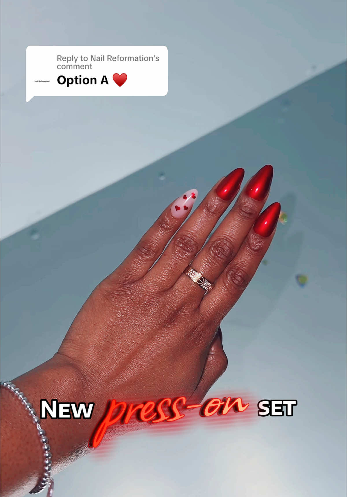 Replying to @Nail Reformation I fear this was the correct option!! These are fire! 🔥🔥❤️❤️  #nailreformation #pressonnails #pressonsets #valentinesdaynails #almondpressonnails #almondshapednails 