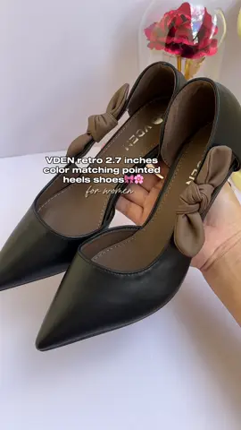 Vden retro 2.7 inches color matching pointed heels shoes for women🎀💕🌸 #women #officework #office #pointedheels #heelsforwomen #heelsshoes #colormatching #heels #vdenshoes #vden #fyp 