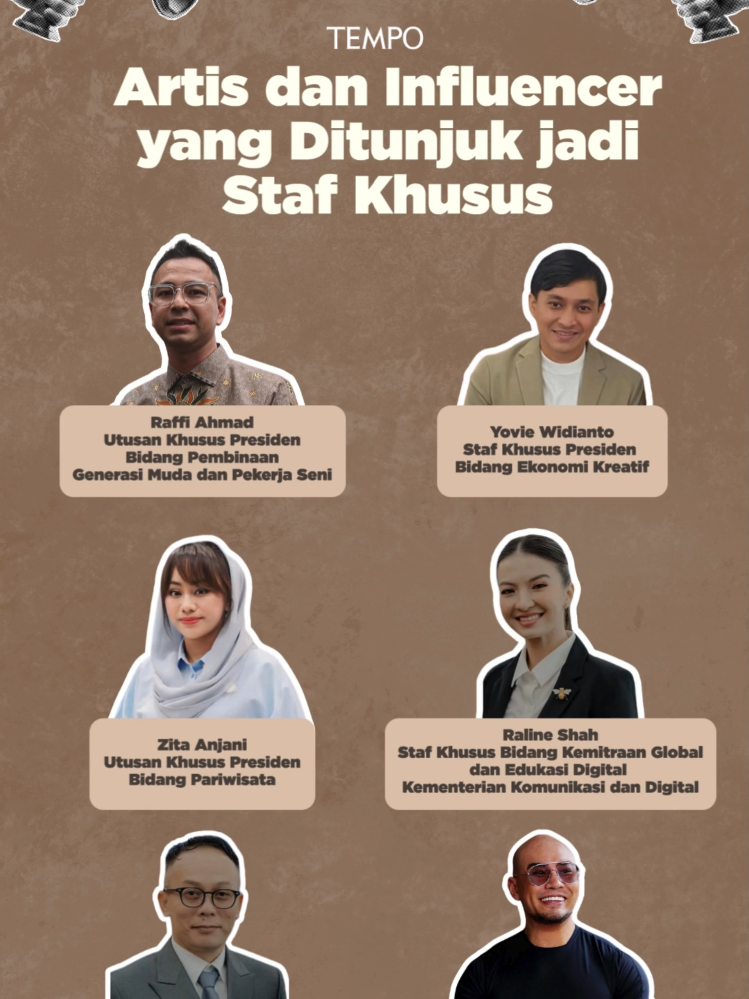 Di era pemerintah Presiden Prabowo Subianto, sejumlah artis telah ditunjuk untuk mengemban tugas sebagai stafsus. Lalu siapa saja artis atau influencer yang jadi stafsus? #stafsus #influencer #artis #prabowosubianto #raffiahmad #yoviewidianto #zitaanjani #ralineshah #deddycorbuzier #tempodotco #tempomedia #berita #fypindonesia #fyp #tiktokberita