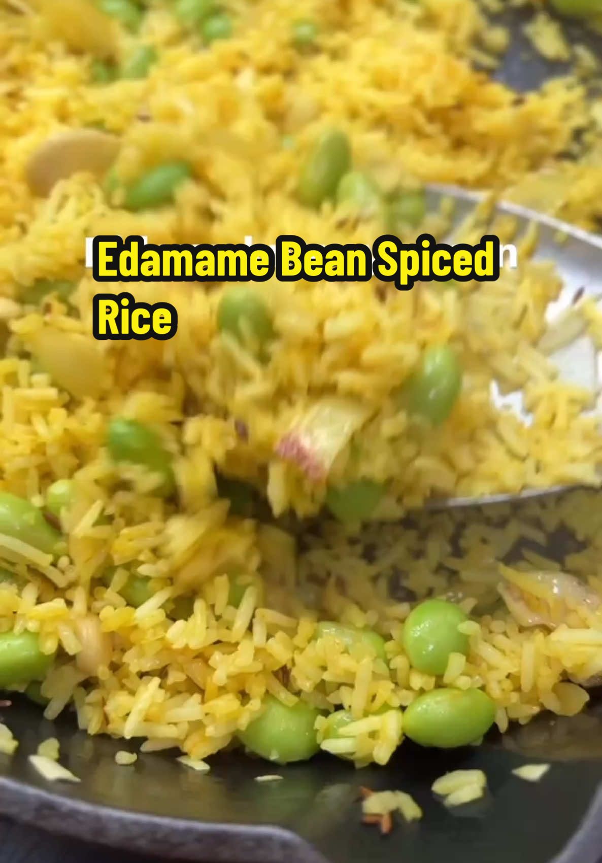Here’s a great simple, delicious and quick edamame bean & spiced rice recipe for you.  Perfect for that time you have leftover rice in the fridge.  All you need is a handful ingredients and a few minutes and you’ll have whipped up this tasty dish.  All you need is  Left over rice (approx 2 serves) 1/2 onion chopped 1tbs olive oil, tsp cumin seeds, 1/2 tsp turmeric 1/2 cup edamame beans (defrosted) It’s quick: Heat oil, add cumin seeds let them sizzle then add onions. (Optional I added cashews)  Add edamame beans, cooked rice, turmeric & salt. Mix, heat throughly until rice is pipping hot. Finish with a good squeeze of lemon juice. Enjoy with curry or dhal or past of a bowl with salad, I enjoyed my with a fried egg on top.  Save and Share this simple recipe.  Follow me for more recipes & tips 