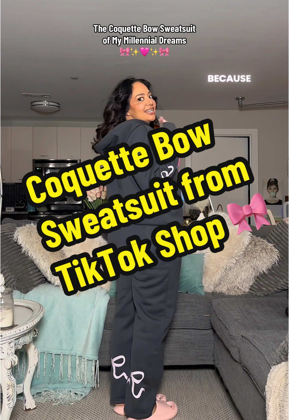 Replying to @dolledupluxe This coquette bow sweatsuit from TikTok Shop is my new favorite thing 🎀 #coquetteaesthetic  #bowsweatshirt  #tiktokshopfinds  #girliethings 