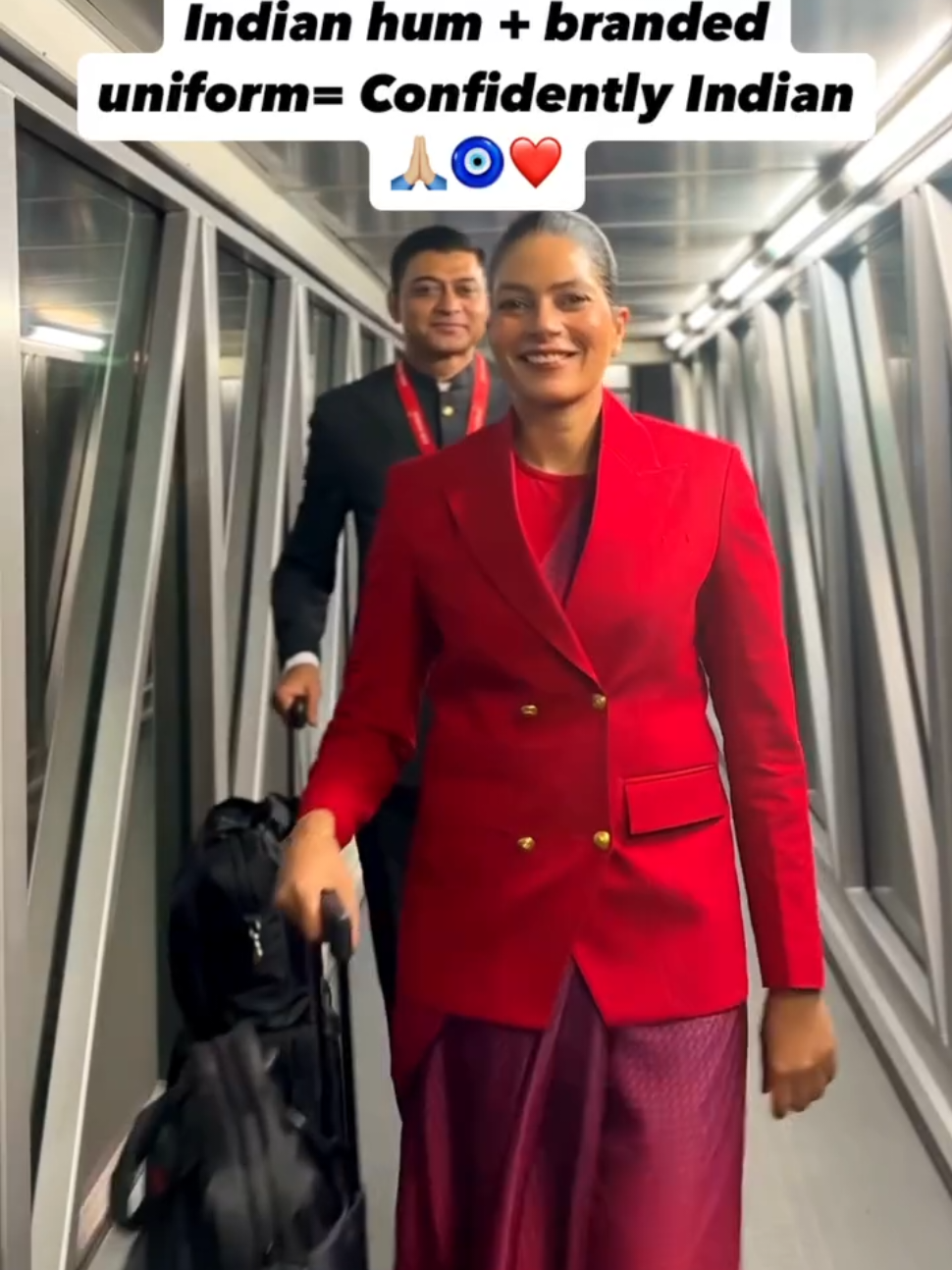 made in India. But?? Beautiful Airindia Flight attendant in New Uniform 💗 . . #airindia #flightattendant #airindiacabincrew #aviationreels #tiktokaviation #indiangirl 