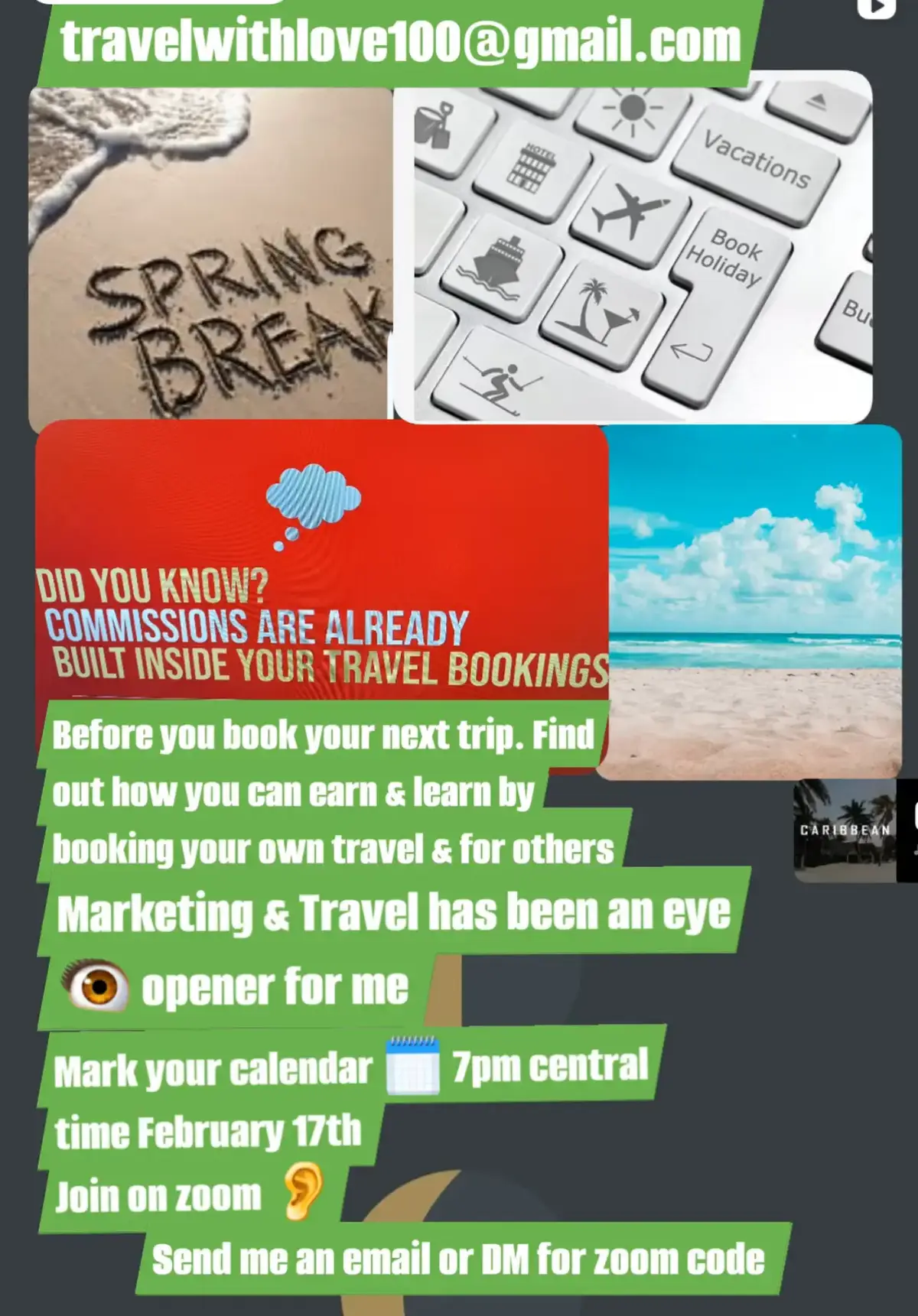 Earn & Learn  If you're looking to supplement your income. I recommend that you join on zoom 👂 Marketing & Travel has been an 👁️ eye opener for me. DM or send me an email ✉️ for zoom information for February 17th 7pm central  If you're reading this Now. You can join on zoom tonight at 8pm central time February 12th👍 #homebasebusiness #travelideas