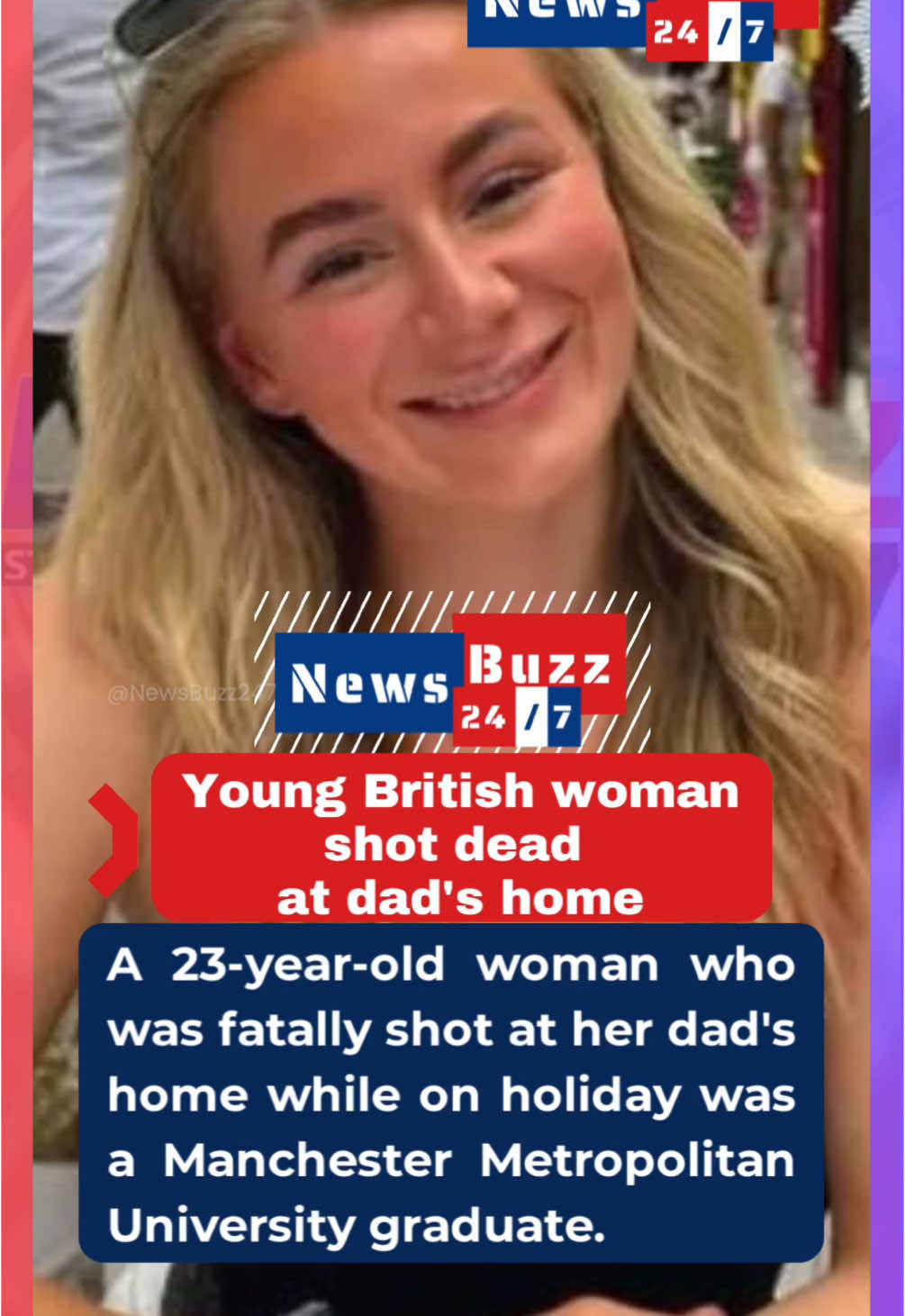 A heartbreaking loss. A young life full of promise taken too soon. Our thoughts are with her family and loved ones during this difficult time. A 23-year-old woman was fatally shot while visiting her father’s home during a holiday. A recent graduate of Manchester Metropolitan University, she was known for her vibrant spirit and bright future ahead. The tragedy has left her family and friends devastated, as they mourn a life taken far too soon. Authorities continue their investigation, seeking answers to this senseless act of violence. #GoneTooSoon #ManchesterGraduate #TragicLoss #JusticeForHer #InLovingMemory #tiktoknews #localnews #american #news #todaynews #Heartbreaking #StaySafe #RIP #fyf #fy #fyp #foryou 