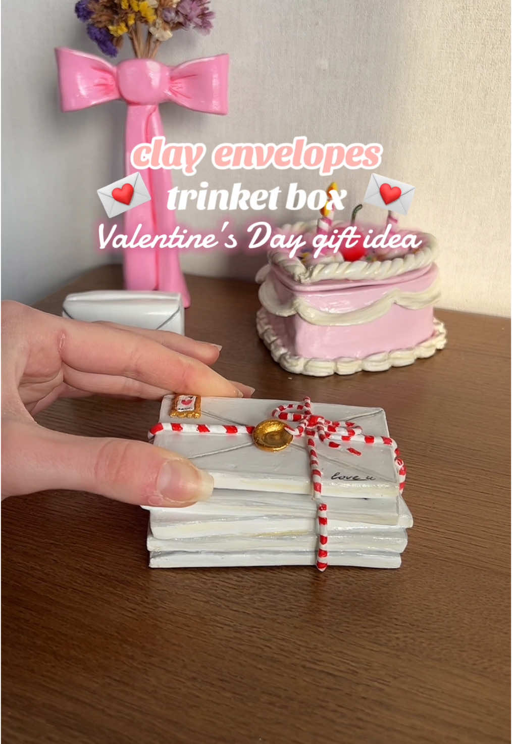 Clay envelopes trinket box 💌 tutorial 💘 Valentine's Day gift idea #forestofcreativity #DIY #crafts #tutorial #airdryclay #ValentinesDay #giftideas #loveletter #trinketdish #fyyyyyyyyyyyyyyyy #cute 