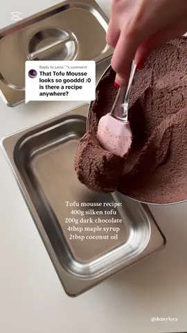 Replying to @Lena♡ here it is🤎  Recipe: -Melt dark chocolate with coconut oil -Blend the melted chocolate with the other ingredients together for 5 minutes  -transfer the mixture to a kitchen container and keep in fridge overnight🤎  #mousse#chocolatemousse#healthysnacks#healthyrecipes 