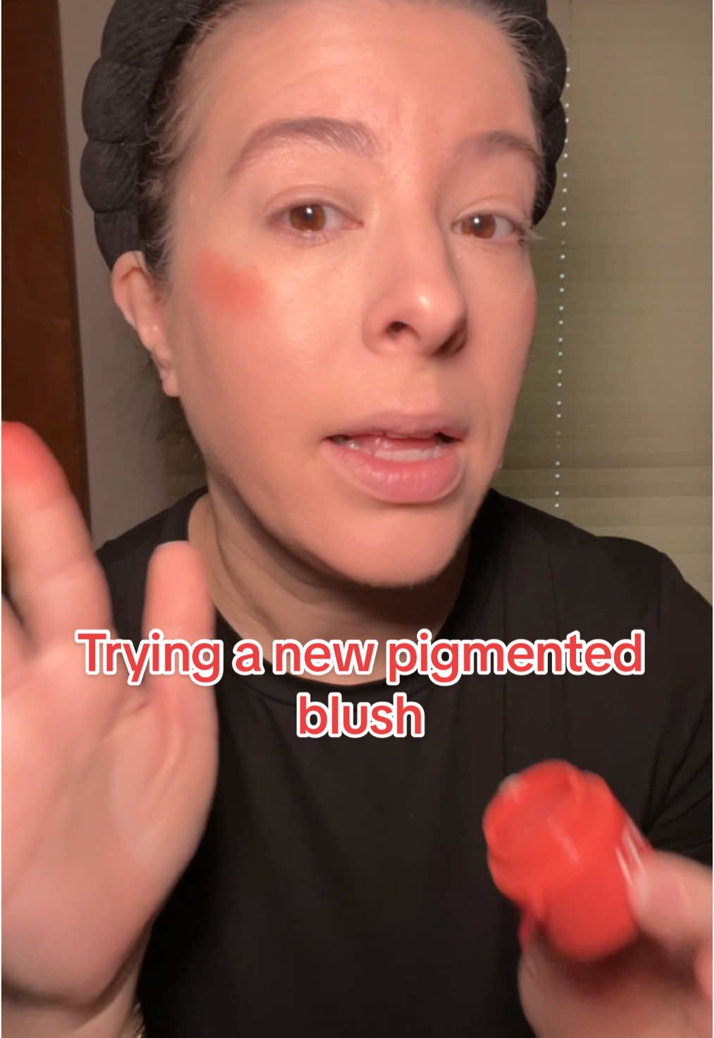 This blush is super pigmented and goes on really pretty! I am wearing the papaya color. ##affordablemakeup##makeupover40##makeuptutorial##makeuptest