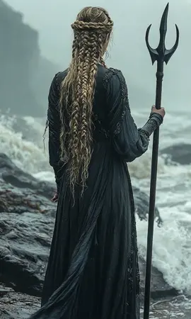 Viking Girl #OceanCliff #NordicPatterns #VikingWoman #EpicViking #VikingAesthetic #CinematicArt #VikingLegends 