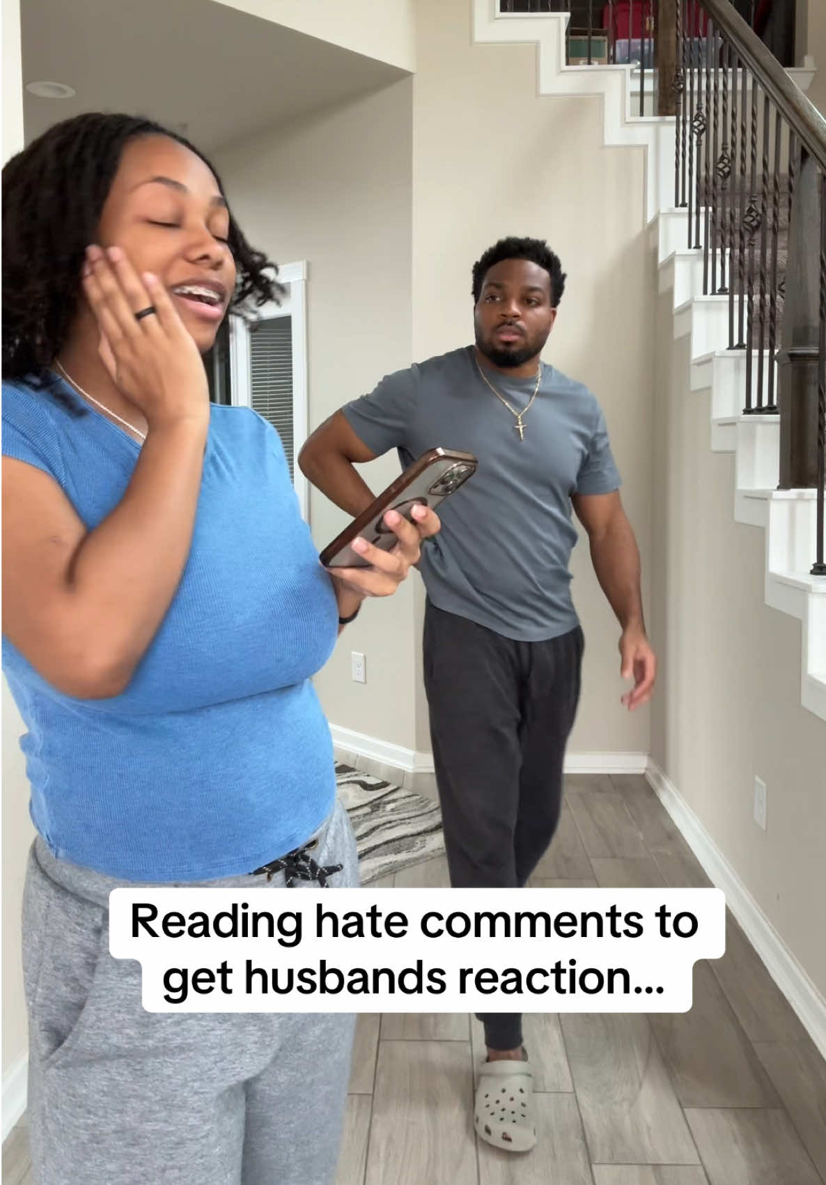 I never know what to expect out of him 😭🤣 #couples #funny #relationships #husbandwife #xandnae 