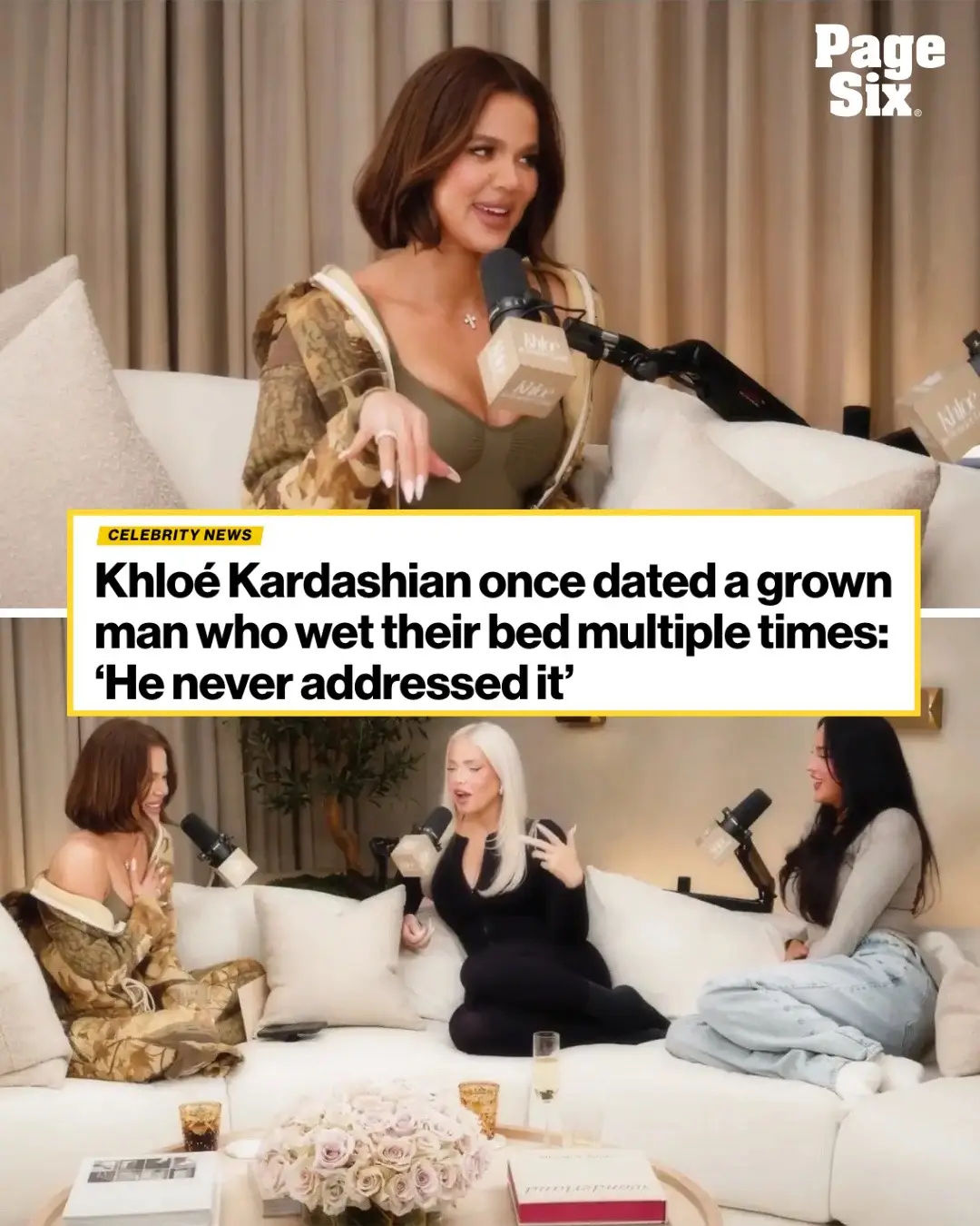 Khloé Kardashian revealed she once dated a grown man who peed in their bed multiple times. 💀 📸: khloekardashian/X, Hulu