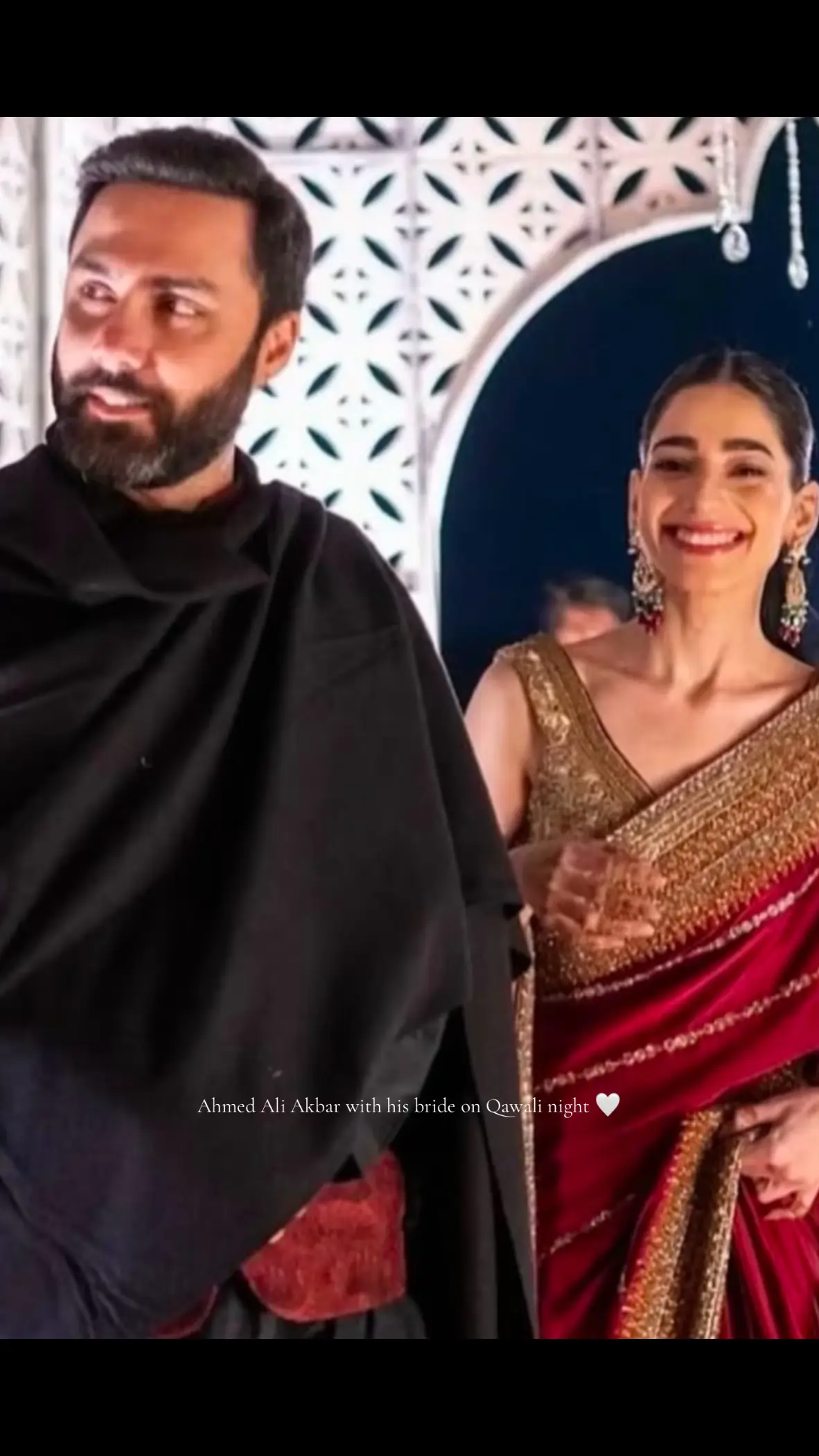 Ahmed Ali Akbar with his bride on Qawali night 🤍 #ahmedaliakbar #pakistanicelebrities #lollywood #fyp #fyppp #1millionaudition #pakistanicelebrities 