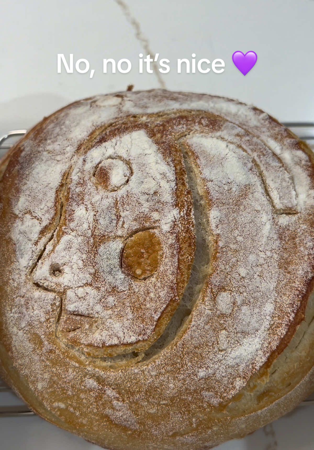 No, no it’s nice 💜 #hyperpigmentation #fyp #fypシ #sourdough #baking 