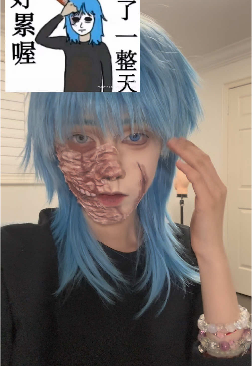 idk if there’s anyone curious about my process of makeup ahhhhh but i just want to post the video bc i already recorded it#sallyface #sallyfacecosplay #salfisher #salfishercosplay #cosplay #makeup 