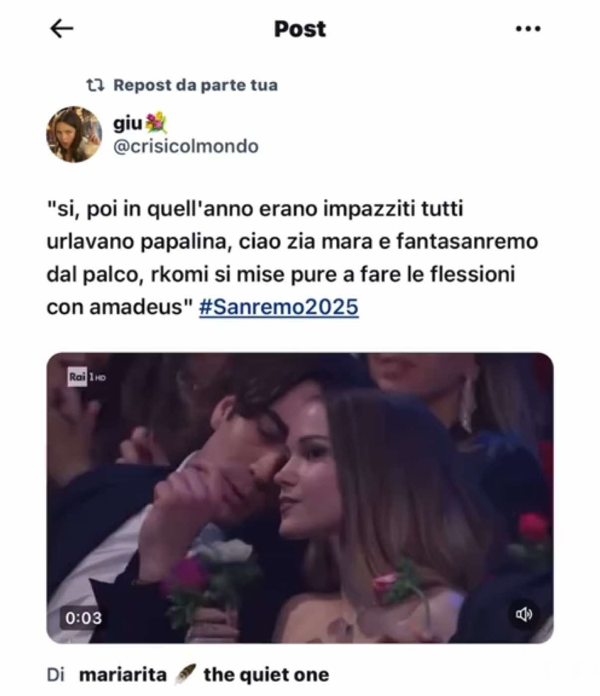 #sanremo2025 #carloconti #dovecameron #damiano #memestiktok #CapCut 