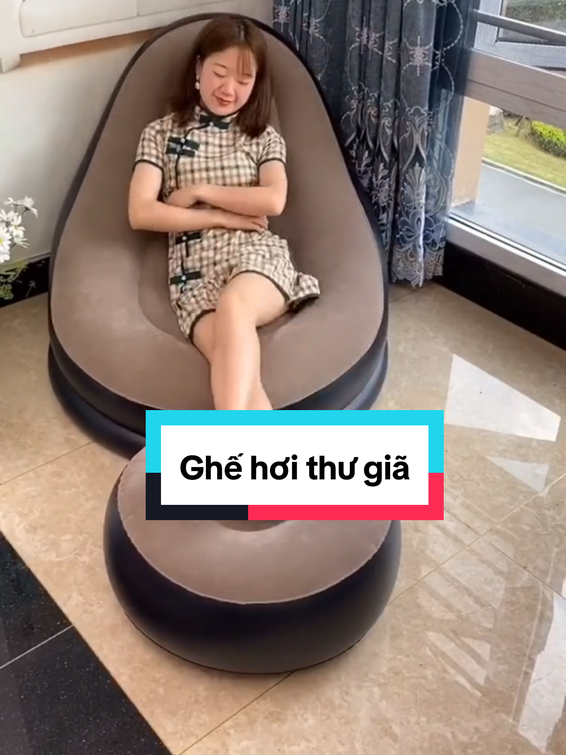 Ghế hơi bọc nhung. Thư giãn thoả mãi #ghehoi #ghehoitualung #giadung #giadungthongminh #gidungtienich #xuhuong #tiktok #tiktokviral 