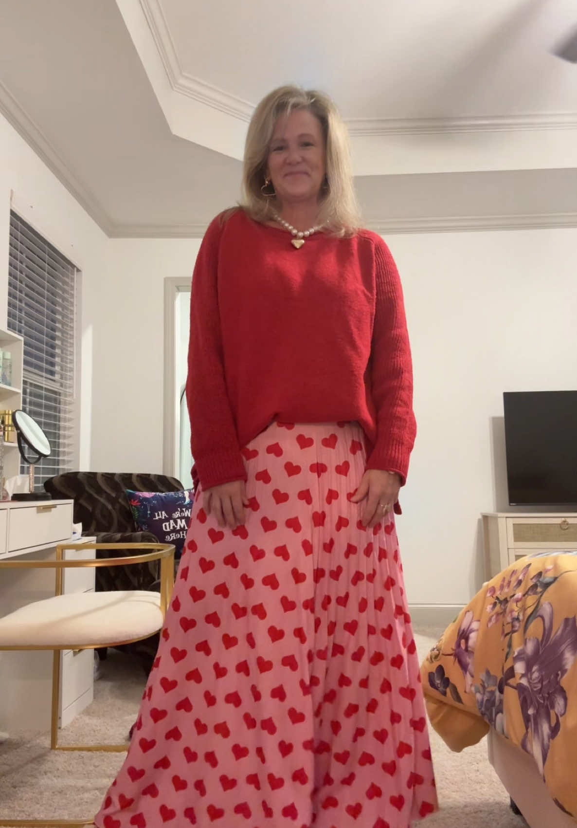 Valentines Day sweater #walmart skirt #shein shoes #walmartshoes necklace #shein
