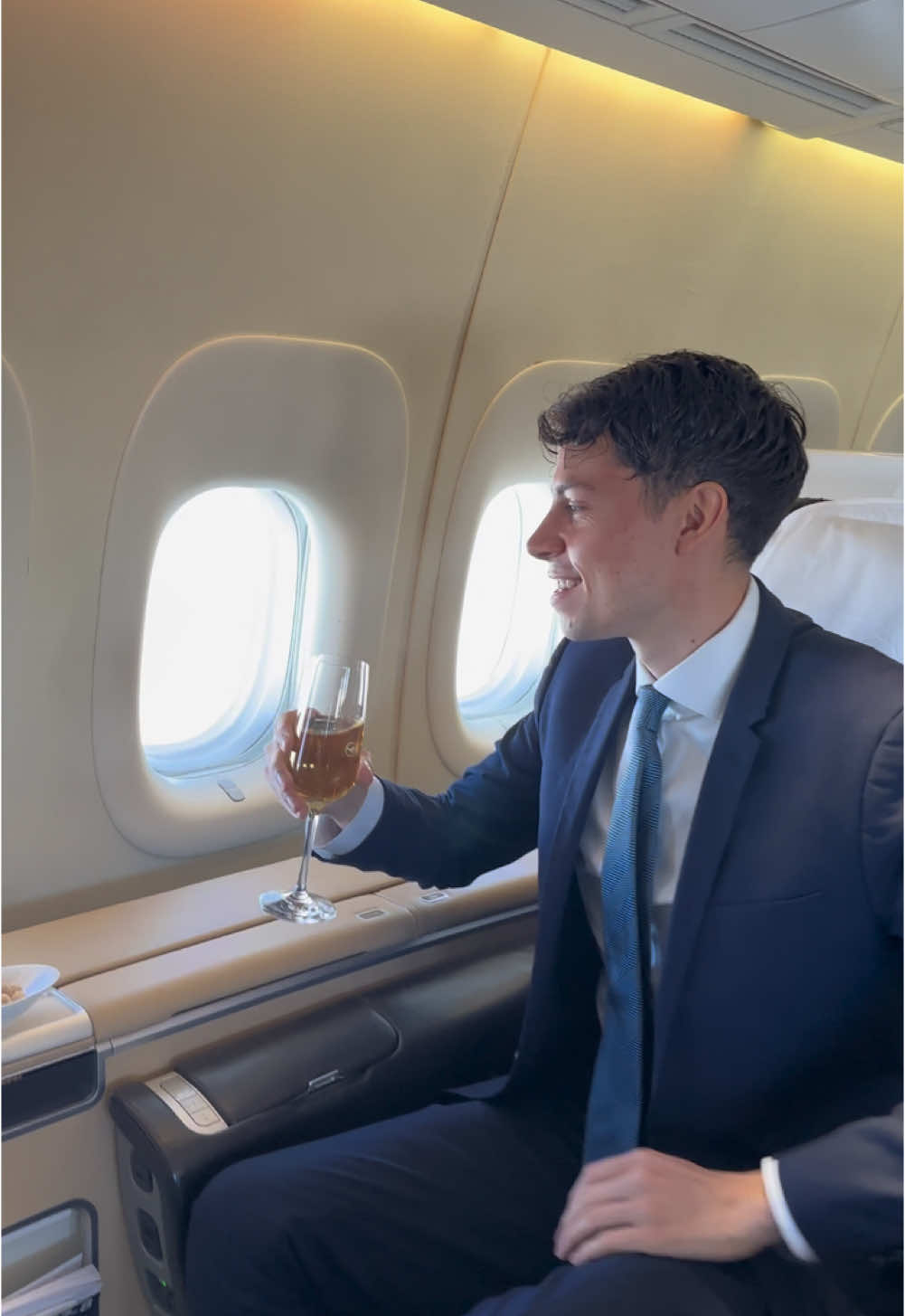 When the airplane seat 1F becomes your second home #firstclass #flight #lufthansa #aviation #plane #boing #plan #luxurytravel 