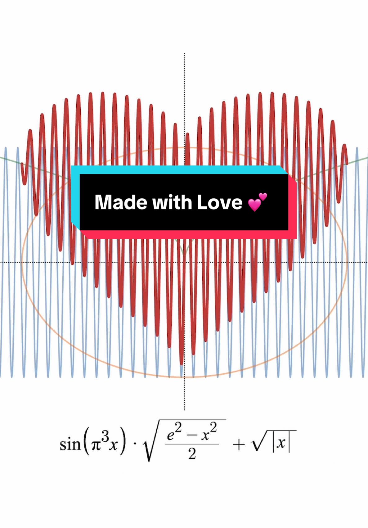 Made with love (and equations).  #ValentinesDay #valentine #mathogram #desmosart #mathart #mathlove #mathvalentine #heart #heartequation #equation 