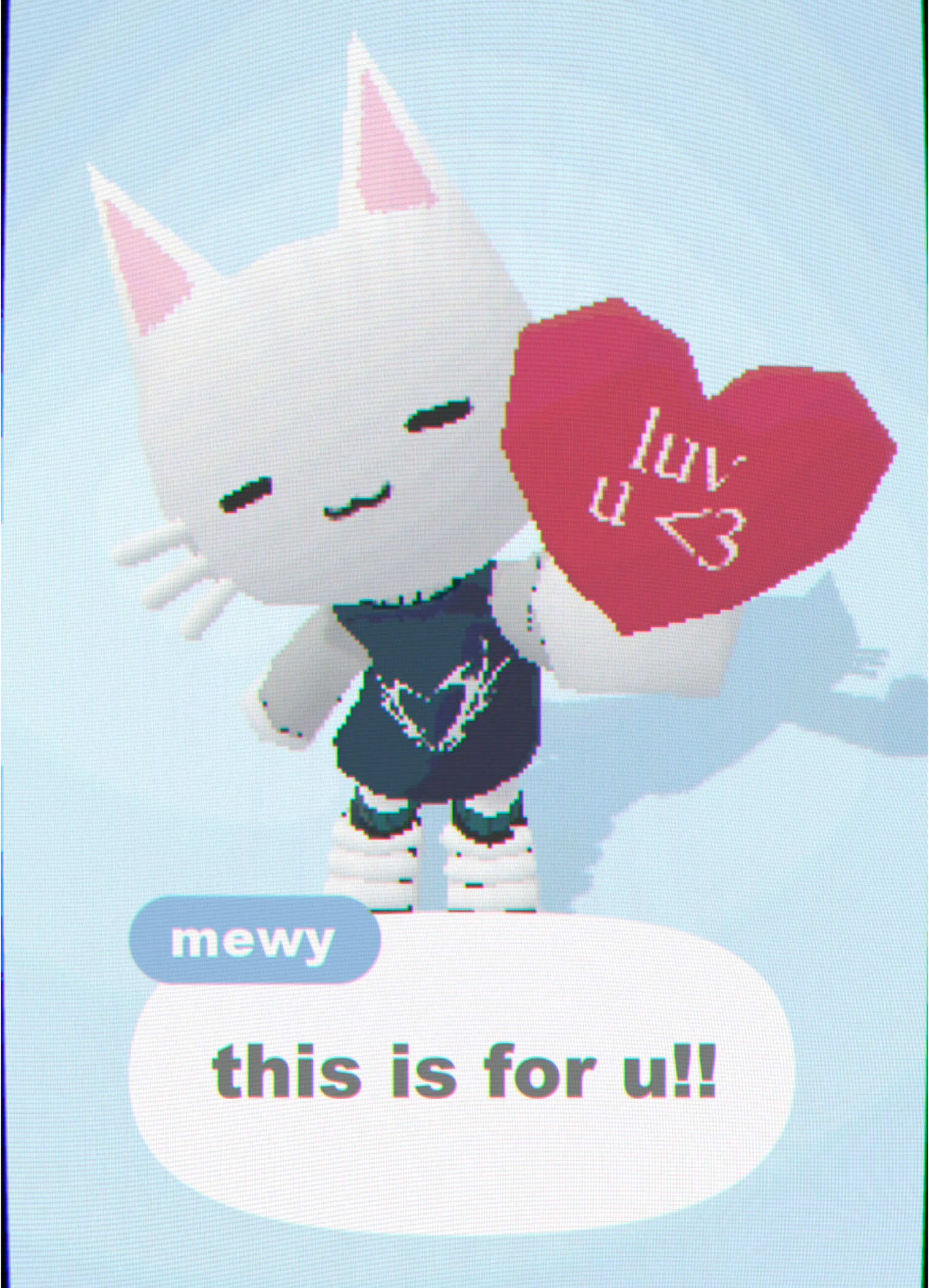 Happy Valentine’s Day!! 🫂 Mewy got a present for y’all  #artistsoftiktok #fyp #blender3d #2000snostalgia #lowpoly 