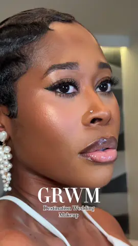 GRWM 🫶🏾 Wedding Destination Makeup 🤍 Products Used 👇🏾: @MAC Cosmetics USA Hyper Real Serum @urban decay Face Bond Foundation “28” @DanessaMyricksBeauty Balm Contour “3” @Huda Beauty Faux Filter Brightening Under Eye Corrector Shade “Peach” @Too Faced Born this Way Concealer Shade “Warm Sand” @about-face beauty Liquid Blush “‘Grand Prix” @Juvia’s Place Volume 1 Blush Palette  @urbandecaycosmetics Quickie Concealer Shade “ @NYX Professional Makeup Epic Ink Liner Shade “Black” @Charlotte Tilbury Airbrush Flawless Finish Setting Powder Shade “Tan” @ONE SIZE BEAUTY Setting Powder Shade “Sweet Honey” @Morphe Cosmetics - “Trendsetter” Lip Liner @Anastasia Beverly Hills Lip Gloss “Guava”  @Ami Colé Lip Treatment Oil “Excellence” @aboutfacebeauty Gloss Shade “Such Great Heights” @Fenty Beauty Mascara “Hella Thicc” #fingerwaves #blackgirlmakeup #grwmmakeupedition #makeuptutorials #fullglammakeup #fullglam #blackwomenoftiktok #BeautyTok #softglammakeup 