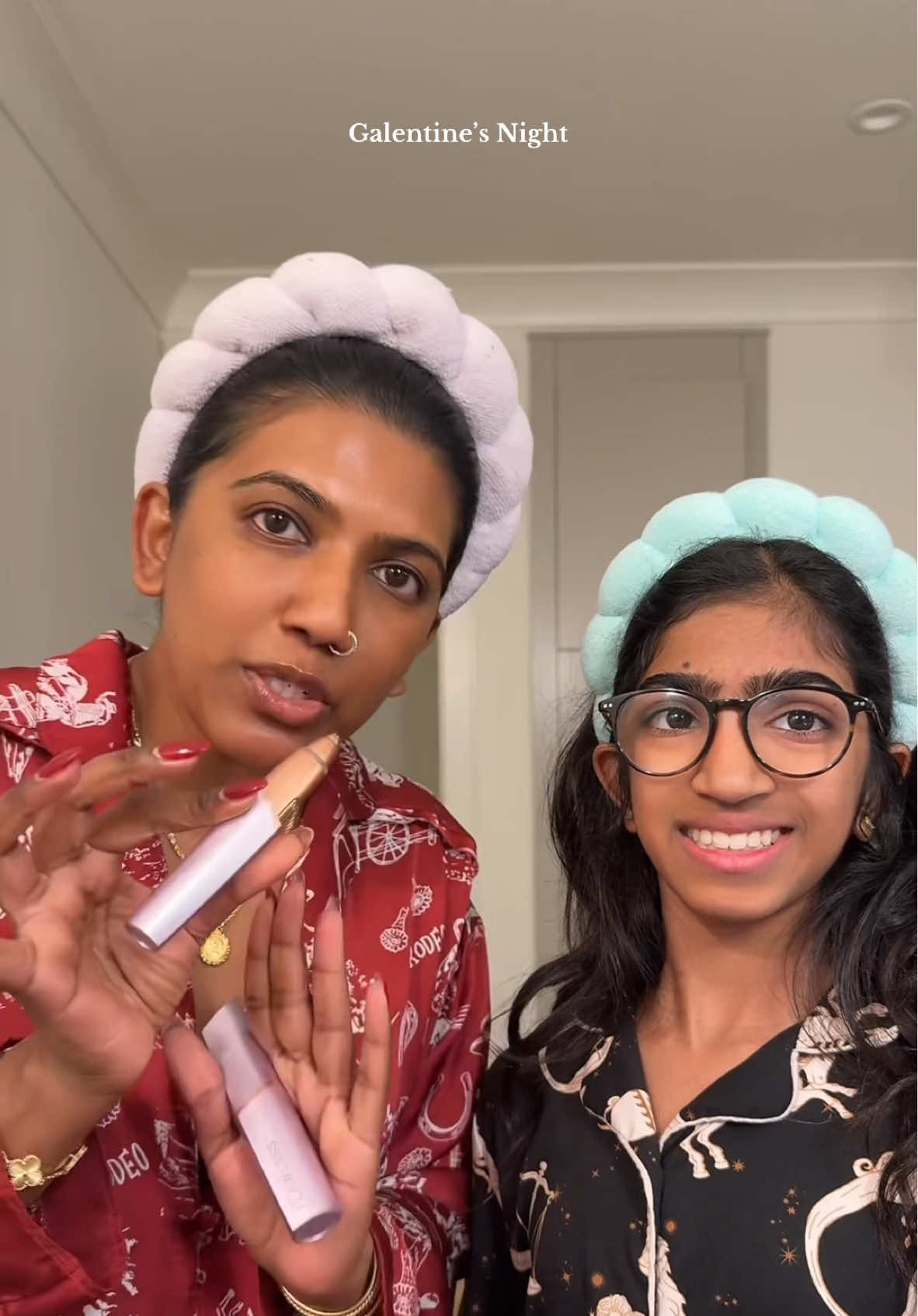 Galentine's night with my girl with a little self-care moment using @flawlessbeauty #FlawlessPartner. The number 1 beauty tool I passed down to Sahana is Flawless Face. It's literally the BEST for removing unwanted hair on your face plus it's so gentle and good for all skin types. What does your ideal Galentine's night look like? Shop @Amazon for 25% off Flawless Beauty tools today! #ad #momanddaughter #teensbelike #momlife #galentines #girlsnight