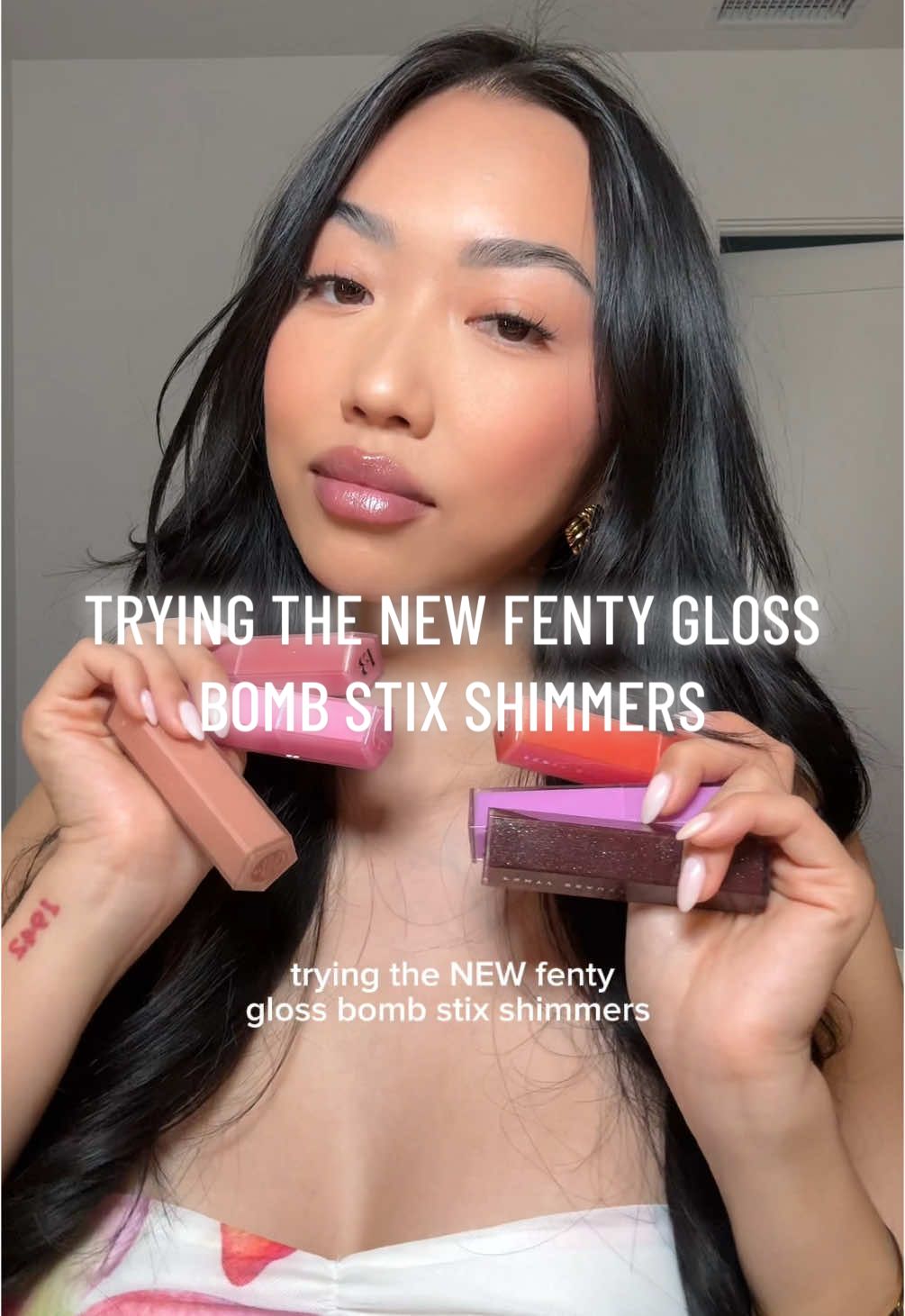 trying the new @Fenty Beauty gloss bomb stix shimmers!! let me know what you think 🤎 #fenty #viralmakeup #makeuptryon #liptryon #lipcombo #lipstick #lipgloss 