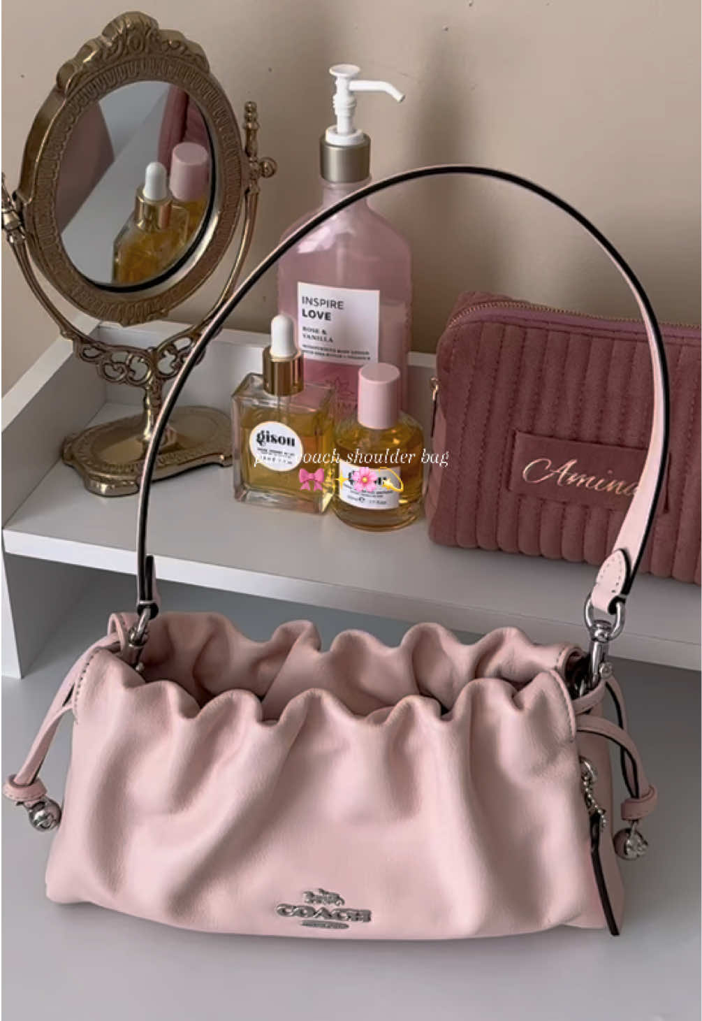 so obsessed with my new coach faye shoulder bag in blush, it fits so much 🎀 @Coach  #coachoutlet #coach #coachbag #pinkcoachbag #pinkaesthetic #girly 