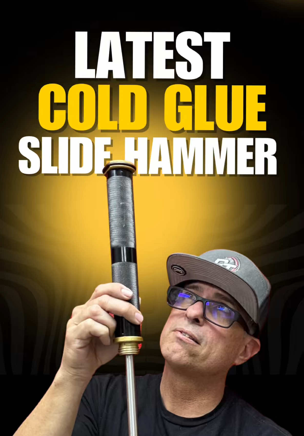 PDR Cold Glue - Latest Slide Hammer in action.  hello, my name is Myke Toledo and I own an operate a paintless dent repair company called, Dent Time in San Diego. This cold glue technique is one of the ways we remove your dent. I know it might seem easy and tempting for you to do this yourself, but the hard part was tapping down the high spotts it creates. Using the reflection and tapping down this is how we get your dent out perfect.  ##coldglue##paintlessdentrepair##dentrepairsandiego##sandiego