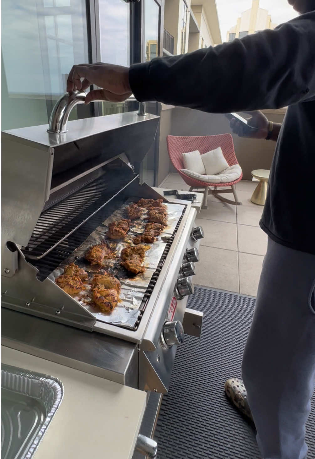 (he does the grilling, I do the supervising) #fyp #viral #bbq #grill #food #cooking 