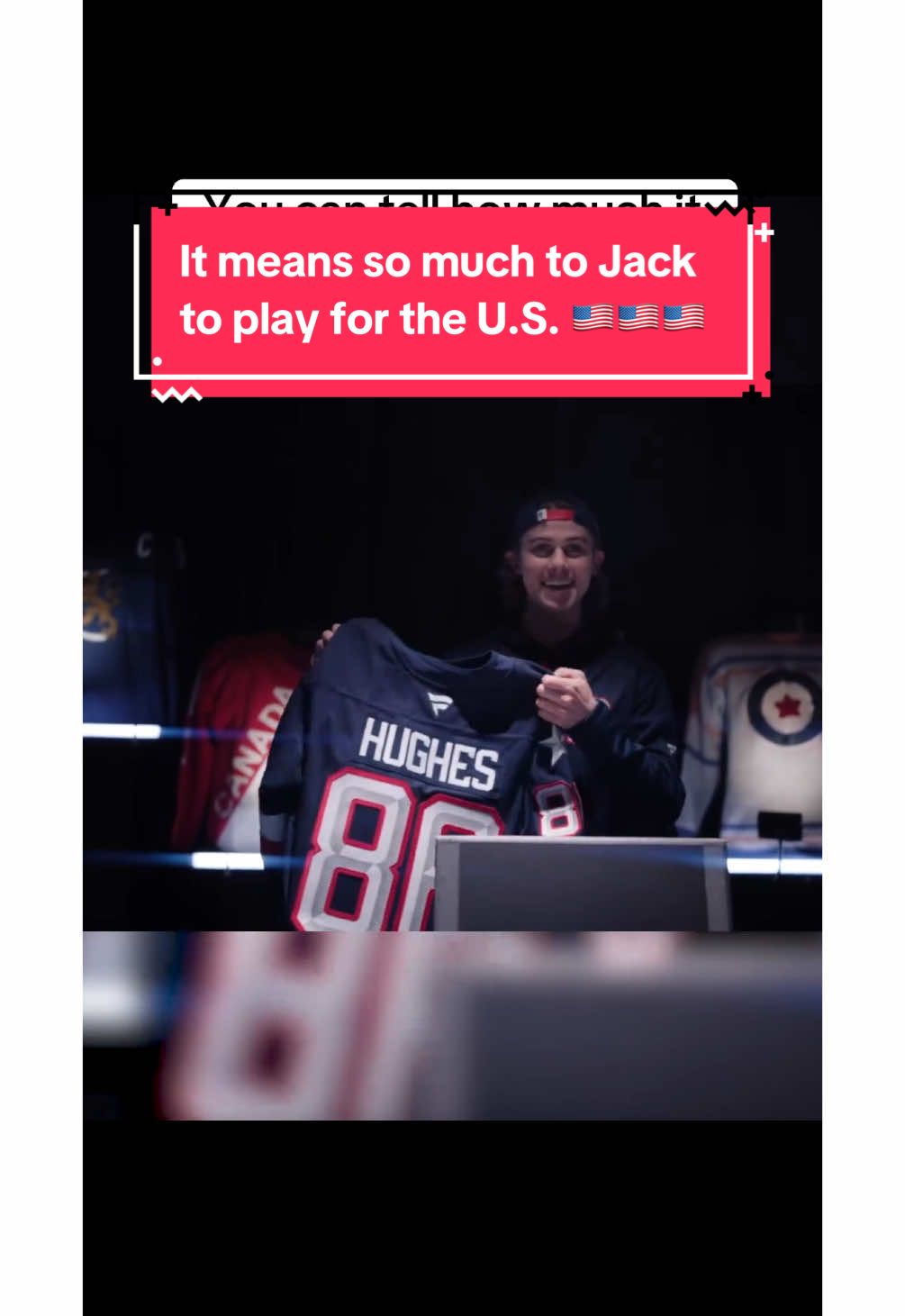 It means so much to him! 🇺🇸🥹 #jackhughes #hughes #usahockey #teamusa #4nationsfaceoff #4nations #NHL #hockey #hockeytiktoks #fyp #foryou 