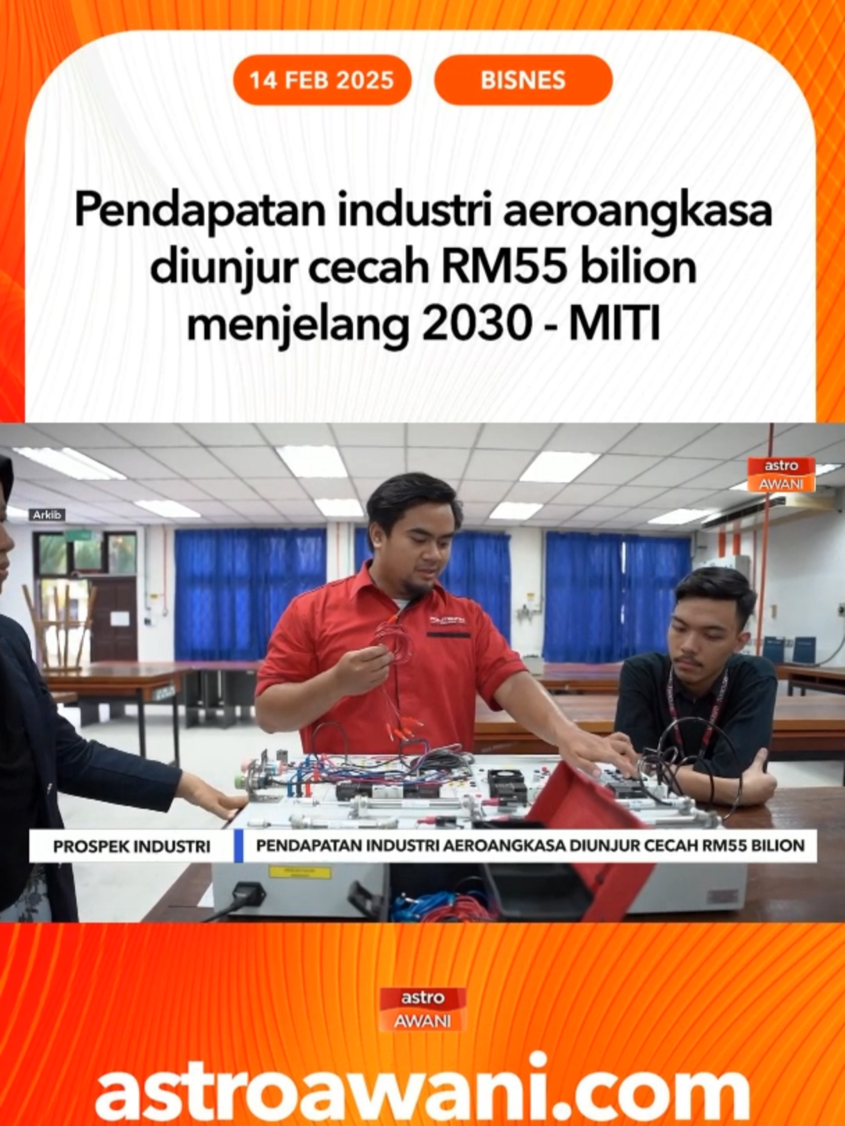 Menurut Ketua Setiausaha (Industri) Kementerian Pelaburan, Perdagangan dan Industri (MITI), Datuk Hanafi Sakri, pendapatan industri aeroangkasa Malaysia disasar mencapai RM55 bilion menjelang 2030, meningkat daripada RM20 hingga RM21 bilion ketika ini, dengan tumpuan utama dalam memupuk bakat sebagai pemacu utama pertumbuhan. #NiagaAWANI #AWANInews