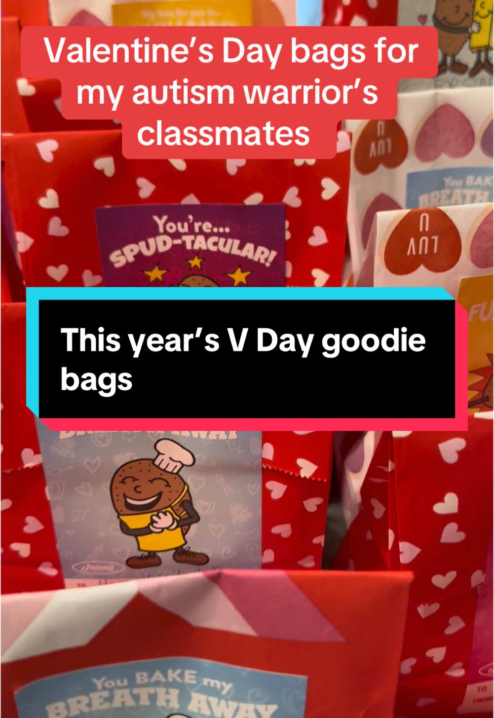 I always make sure I put a couple of sensory items in the bags every year. My autism warrior, her classmates and the entire staff are all amazing. I hope they enjoy. Happy Valentine’s Day! #classroomgifts #goodiebag #goodiebags #vdaygifts #fyp #ValentinesDay 