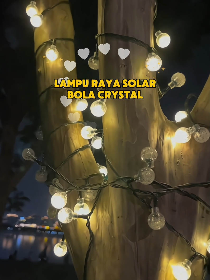 Lampu raya solar bola crystal #lampurayasolar #lampurayaviral #lampuraya #lampurayasolarled #stringlights #raya2025 